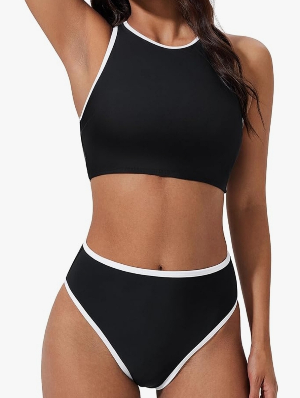 Black and White Women's Swim Set- Size Small- Beach Ready Two Piece Swimwear